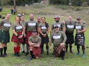 The Highland Muscle team contesting Highland Games at the Australian Celtic Festival in Glen Innes on May 4. Pictures Jacob McMaster. 