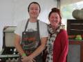 Cian Mulholland and Roberta Muir after their cooking demonstration at the Australian Celtic Festival in Glen Innes. Pictures by Jacob McMaster. 
